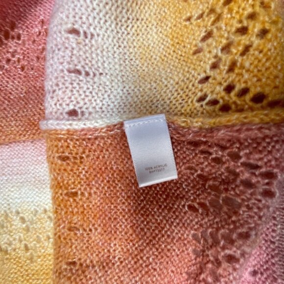 New LC Lauren Conrad Pullover Mock Neck Sweater Womens Medium Crochet Space-Dye - Picture 10 of 11